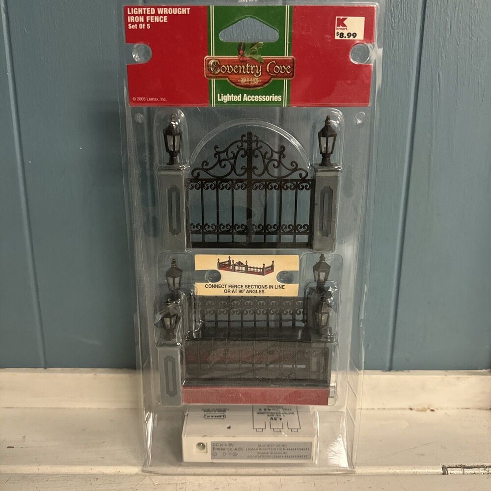 Lemax Coventry Cove Lighted Wrought Iron Fence Set Of‎ 5 Holiday Village Train